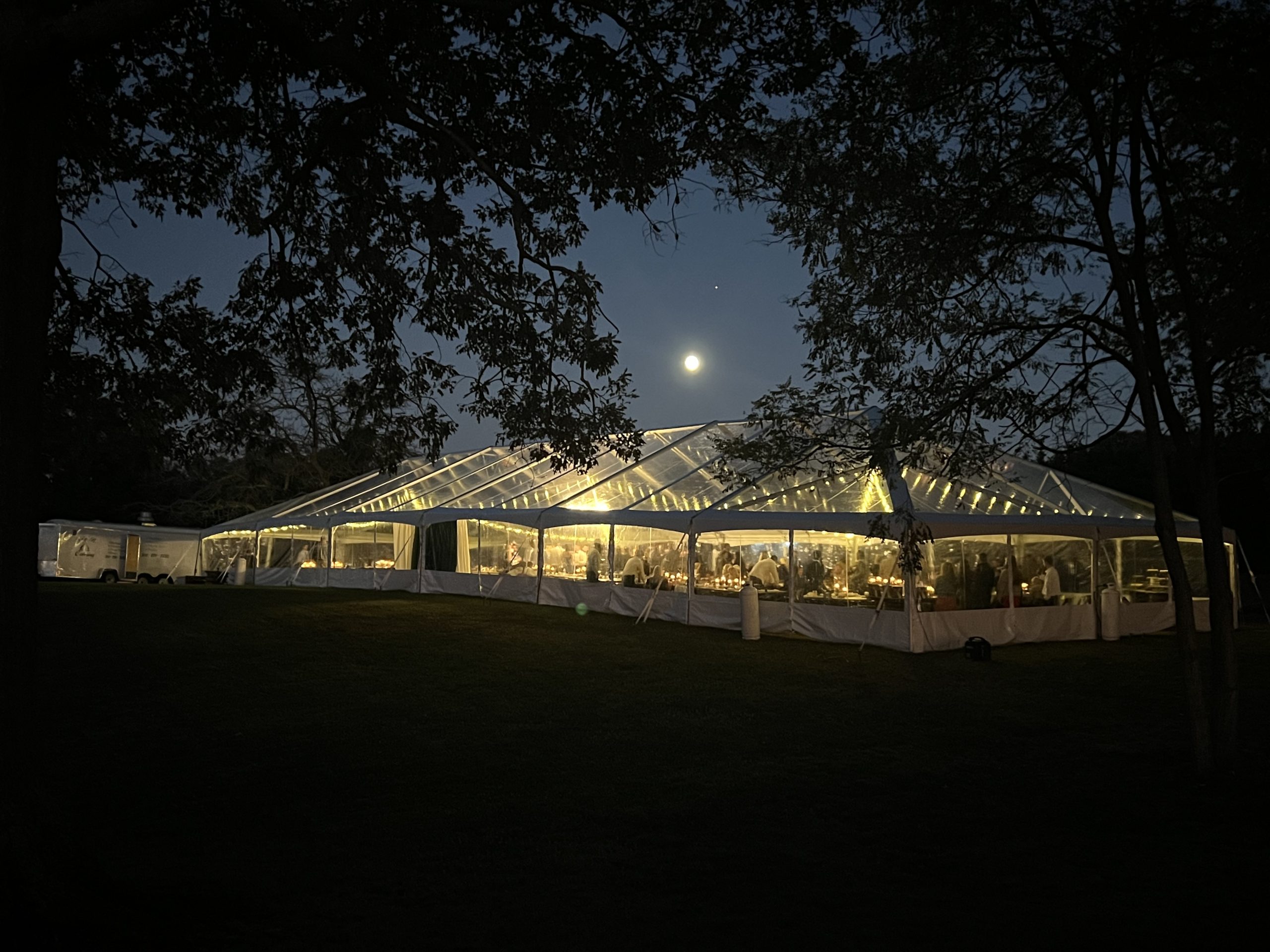 Beautiful Clear top tent at night.
