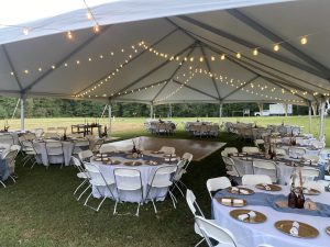 white lights line tent with no sides